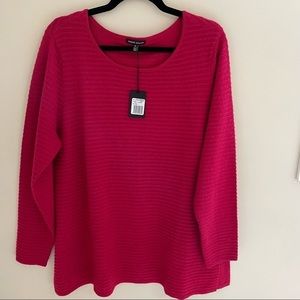 Robert•Kitchen crew neck sweater, Berry, with ridges, Size XL